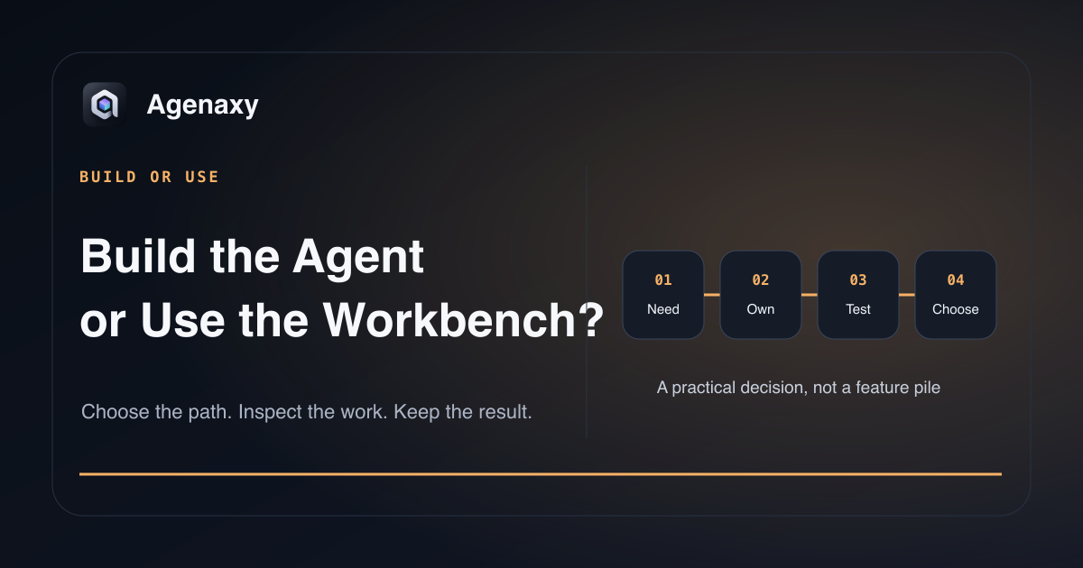 Build, workbench, and hybrid paths are compared by customization, setup, maintenance, and time to useful work.