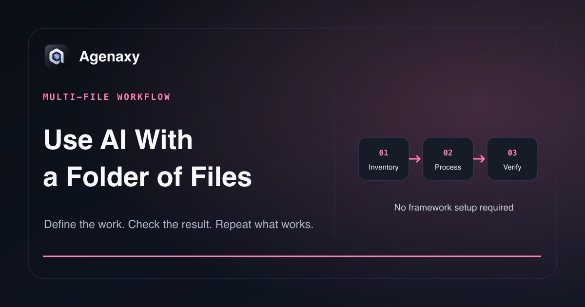 A folder workflow moves from Inventory to Process to Verify.