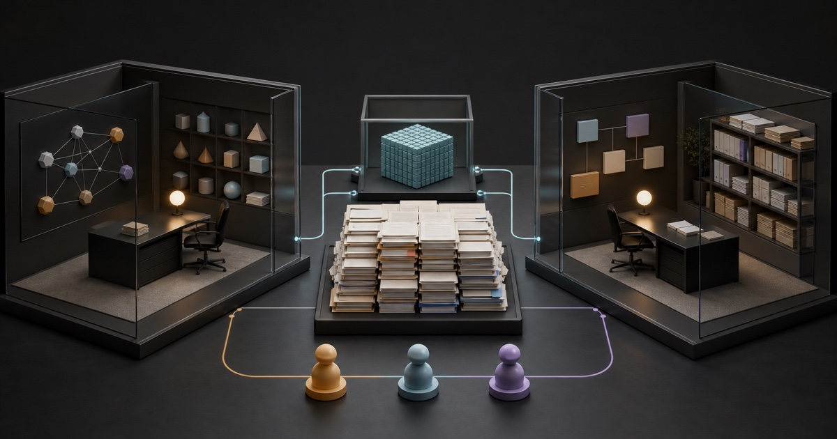 Two neutral self-hosted knowledge workspaces using the same document corpus, three users, and one local model endpoint.