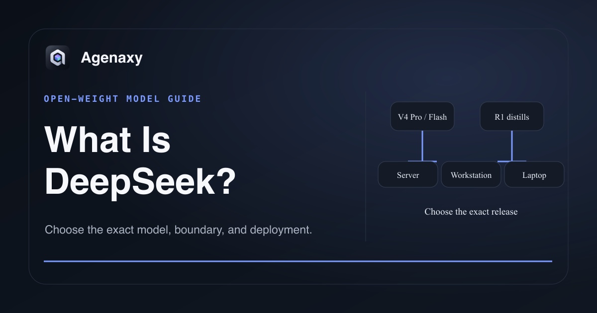 A deterministic model-family diagram separating full DeepSeek releases from smaller distilled models and local deployment paths.